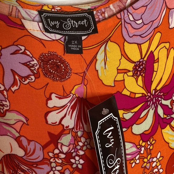 Brand New! Ivy Street Orange Multi Tiered dress with Ties at Shoulder Size 2X. - Picture 11 of 11